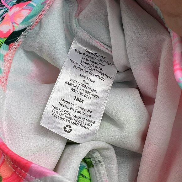 Wonder Nation Swimsuit Toddler Sz 18M Tropical Hawaiian Floral UPF 50 Rash Guard - Picture 7 of 12